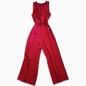 INC INTERNATIONAL CONCEPTS V-Neck Jumpsuit Red